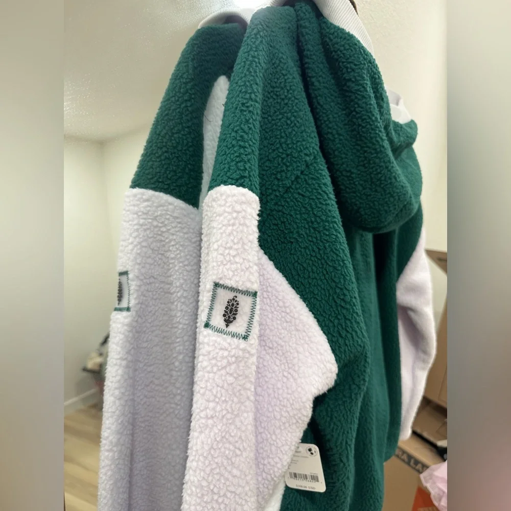 Free People FP Movement NWT Hit The Slopes Fleece Hoodie Evergreen Combo - Picture 6 of 8
